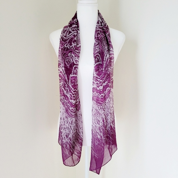 Purple & White Sheer Chiffon Scarfe - Picture 3 of 4